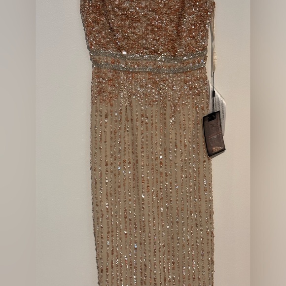 MAC DUGGAL SLEEVELESS HIGH NECK BEADED MIDI SHEATH DRESS - Picture 7 of 10